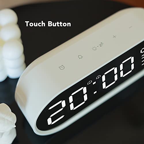 Fanju Digital Alarm Clock With Usb Port For Charging, Mirror Surface Led Time Display,Humidity Temperature Detect,Dual Alarm With Snooze Mode,Brightness Adjustable,Alarm Clock For Bedroom Desk #TOP2