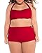 LALAGEN Women's High Waist Halter Bandeau 2 Piece Plus Size Bikini Swimsuit red XXL