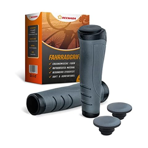 REENADA Performance Fahrradgriffe 22mm in Schwarz & Grau - MTB Griffe - Fahrradgriffe ergonomisch - Fahrrad Griffe - Fahrradgriffe Mountainbike Cover