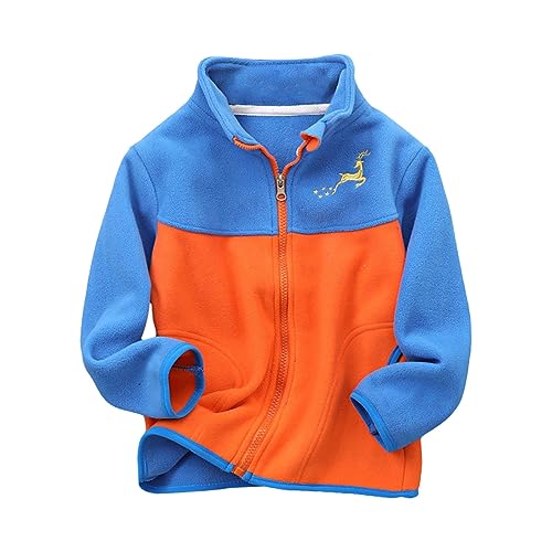Kids Girl's Polar Fleece Full-Zip Mock Jacket Boy's Color Block Sweatshirt Jacket Thick Fall Winter Windproof Coat
