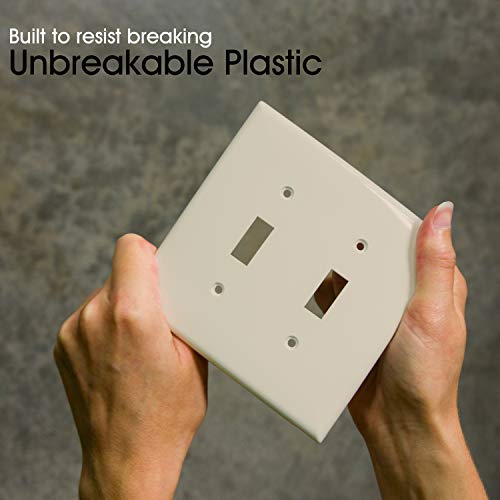 image for Power Gear, Light Almond, Double Toggle Oversized Wall Plate Cover, 2 