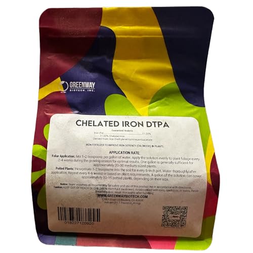 Greenway Biotech Chelated Iron DTPA Fertilizer - High-Efficiency Iron Supplement for Stronger and Healthier Plants-Ideal Iron Deficiency in The Plants - (1 Pound)