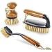 Produktbild MASTERTOP 3er Reinigungsbürste Set inkl 1 Gemüsebürste,1 Bürste Pfanne mit Langer Griff und 1 Spülbürste Holz, Bambus Bürste Set für Gemüse,Boden,Pfanne