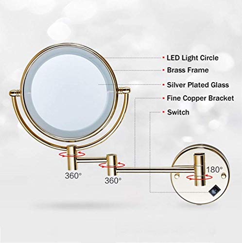 Miroir de courtoisie dissimulé installer 8 pouces avec éclairage LED 5X