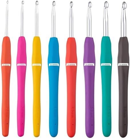 CLAPONE 8 Pieces Crochet Hooks Ergonomic Handle Crochet Hooks Set Soft Handle Crochet Crochets for Arthritic Hands Lace Set Knitting Needles Hooks