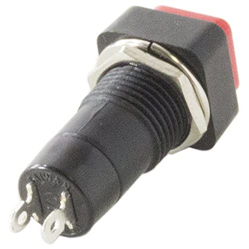 Push-On/Push-Off Switch 3A 125VAC, Square Shaped Red Button (15.5mm x 15.5mm x 38.4mm)