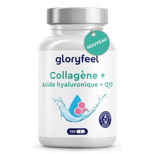 Collagene Marin + Acide Hyaluronique & Q10, 120 Capsules, Enrichi en Zinc, Magnésium, Vitamines B12, D3, A & C, Complexe Collagène Premium pour la Peau, les Cheveux & les Articulations*, Sans Additifs