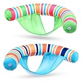 SLOOSH Inflatable Pool Floats Chairs Adults, 2 Packs Floating Noodle Chair with Stripes Design Soft Fabric Covered with Sling for Swimming Pool Water Party Summer Lake,Blue,Green