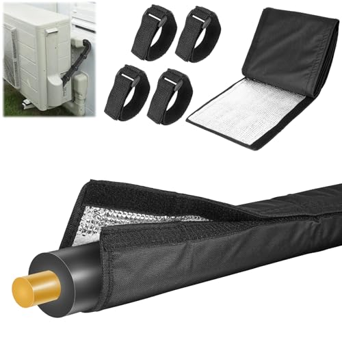 3-Layer HVAC Copper Pipe Insulation Cover, 72'' x 10.2'' AC Pipe Insulation Cover Outdoor, 600D Oxford Flexible Copper Line Insulation Sleeve Wrap for Outside Pipe Central Air Conditioning Mini Splits