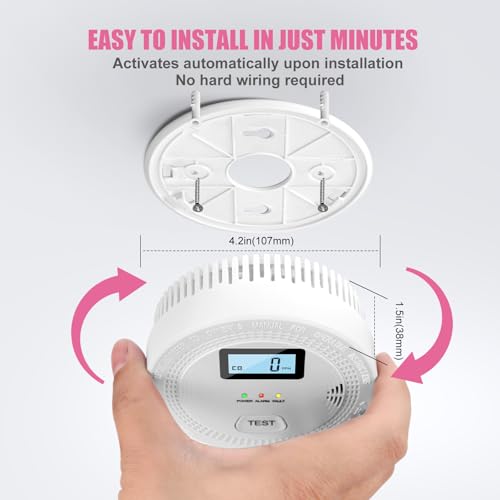 3 Pack Smoke Carbon Monoxide Detectors,2 in 1 CO & Smoke Fire Alarm for Home,Dual Sensor Smoke Alarm Carbon Monoxide Detector with LCD Display,Replaceable Battery Operated, 85db Sound(Battery Include) - Thumbnail 6