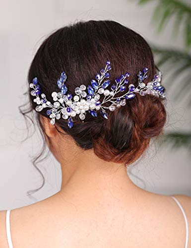 Peine para cabello vintage de cristal azul
