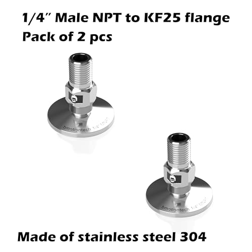 Image of bmotiontech 1 /4 inch MNPT Male NPT to KF25 NW25 Flange Fitting adapter (ISO-KF KF25 QF25 NW25) (1 /4 inch MNPT KF25 x 2PCs)