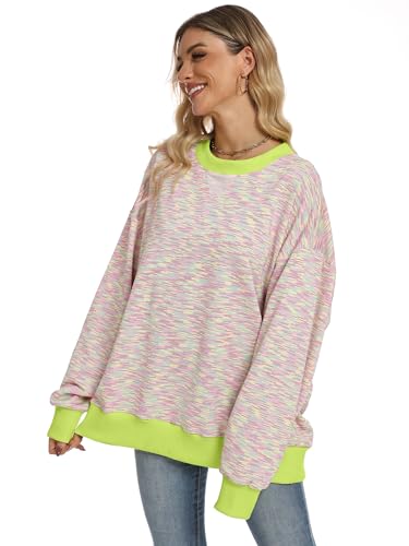 ANRABESS Women’s Striped Oversized Sweatshirts Crew Neck Long Sleeve Shirts Soft Color Block Pullover Top Fashion Clothing Medium — view 6
