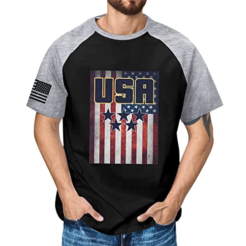 Short Sleeve Shirts For Men Lightweight Distressed Flag Shirts For Men Short Sleeve V-Neck Mens Undershirt Camouflage Crop Top For Men Tennis Hippie Blouse For Men Athletic Tops #TOP1