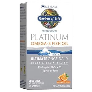 Garden of Life Minami Supercritical Platinum Omega 3 Fish Oil Supplement – Orange, 30 Softgels, Ultimate Once Daily Fish Oil Omega 3 for Heart & Brain Health, 1100mg Omega-3s + 1,000 IU Vitamin D3