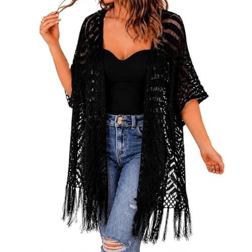 Cardigan en tricot ouvert femme franges pour un look fluide