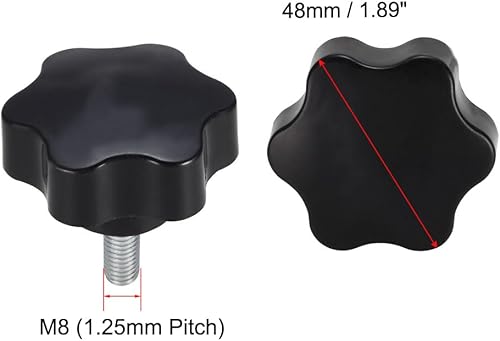 Miniatura 19 de uxcell Pomo de tornillo de sujeción, 1.890 in de diámetro con forma hexagonal de ciruela, perilla de estrella M10 x 1.969 in, rosca macho, 2