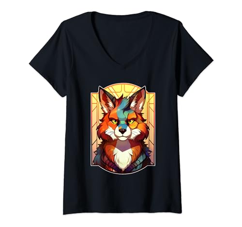 Cool Furry Fox Anime Furry Furry Fandom Pride Maglietta con Collo a V