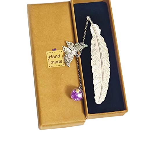 WEIWODUZUN Exquisite Metal Feather Bookmark Christmas Valentine's Day Teacher Ladies Valentine's Day Butterfly Bookmark Mother's Day Birthday Gift Teacher Thanks Gifts Gifts for Reading Lovers