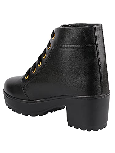 Image of Shoetopia Womens /Girls Platform Heeled Classic Solid Boots