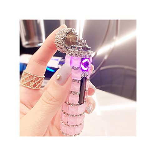 Encendedor eléctrico USB SENDEREAL con cristales rosas miniatura 6