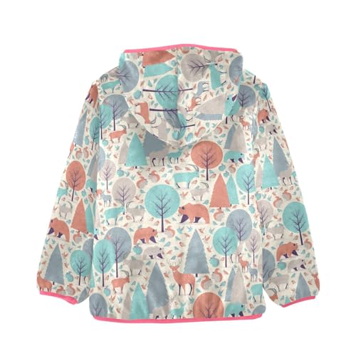 OTVEE Forest Animals Deer Bear Kids Hoodie Jacket Fall Spring Full Zip Warm Outwear Coat2
