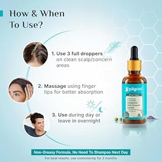 Pilgrim Redensyl 3% + Anagain 4% Advanced Hair Growth Serum with Natural Ingredients, Controls Hair Fall, Stimulates, Increase Hair Density | Hair Serum for Men & Women (2, 30ml (Pack of 2))