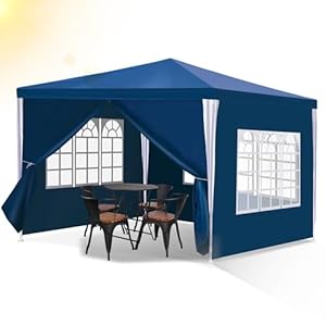 Izrielar Paviljoen, waterdicht tuinpaviljoen, met zijpanelen en ramen, tuinpartytent voor feest, marktstand, festival, rommelmarkt en kamperen