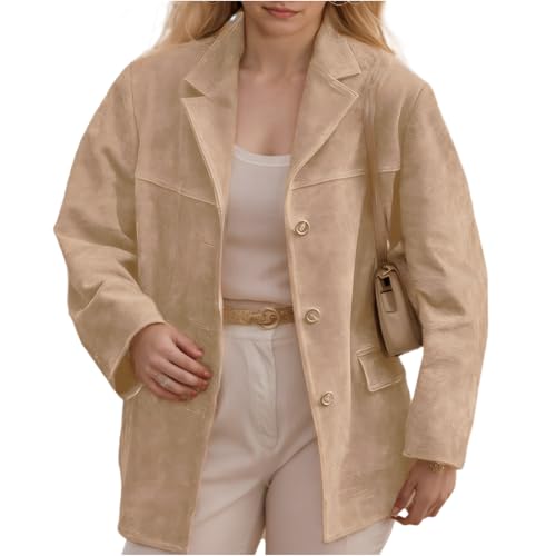 Suede Blazer Women Faux Suede Jacket Old Money Aesthetic Y2k Over...