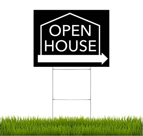 Open House Real Estate Signs - 5 Pack - Double Sided, Durable, 24” X 18” Open House Signs With Reinforced H Stakes – Modern Design Real Estate Signs With Directional Arrows And Heavy Duty H Stakes. #TOP6