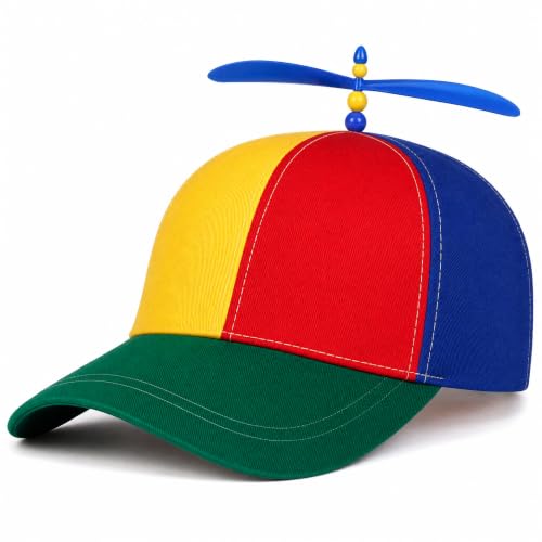 SPKTCHEN Rainbow Propeller Hat Adult Helicopter Hat with Spinner Colorful Baseball Cap