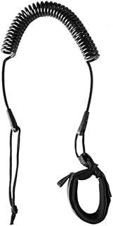 Feegow 10ft Coiled SU P Leash Stand Up Paddle Board Surfboard Leash Leg Rope Foot Leg, Surfboard Leash Paddleboard Wrist Leash, Surf Rope for Standup Paddle Board Shortboard -Black