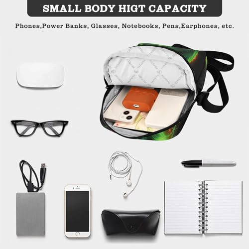 Crossbody Bag Green Fire Flame Messenger Bag for Women Men Purse Shoulder Bag Satchel Bag with Adjustable Strap 214B4330 5