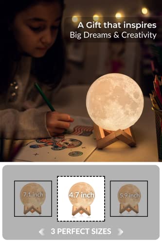 Mind-Glowing 3D Moon Lamp - Kids Moon Night Light Ball With Stand, 16 Colors, Touch/Remote Control, Cool Birthday Gifts For Any Year Old Girls & Boys, Bedroom Decor For Women (4.7 Inch) #TOP5