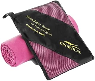 Microfiber Bath Towels By Crowdene - Highly Absorbent & Quick To Dry - Lightweight & Compact - Suitable For Sports, Travel, Beach, Yoga Or Even Home Use - XL - Hot Pink colour