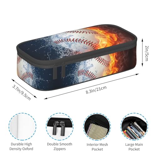 Image of Baseball Ball Pencil Case Big Capacity Storage Pencil Pouch Stationery Bags With Zipper Portable Pen Holder Box Organizer For Boys Girls Teens Student College School Office Supplies