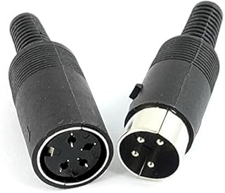 Sourcingmap Pair Black Plastic Male + Female 4-Pin DIN Adapter Connector 6mm