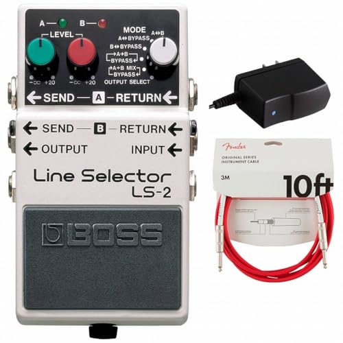 BOSS/LS-2 Line Selector ラインセレクター 純正アダプターPSA-100S2+ケーブル(Fiesta Red/3m) 同時購入セット