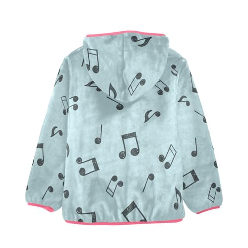 OTVEE Doodle Musical Notes on Blue Kids Hoodie Jacket Fall Spring Full Zip Warm Outwear Coat2