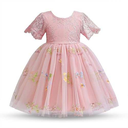 Nileafes Flower Girls Lace Pageant Dress Toddler Girl Tulle Sleeveless Wedding Party Princess Ball Gown2
