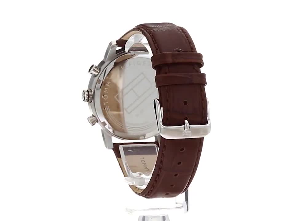 Tommy Hilfiger Mens Quartz Watch, multi dial Display and Leather 