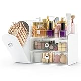 Makeup Organizer,Vanity Organizer with Makeup Brush Holder,Large Skincare Organizers and Bathroom Countertop Organizer,Storage Lipstick,Perfume,Nail Polish,Beauty,Valentine's Day Gifts for Women