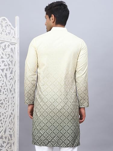 Image of Jompers Men Pure Cotton Straight Fit Ombre Kurta