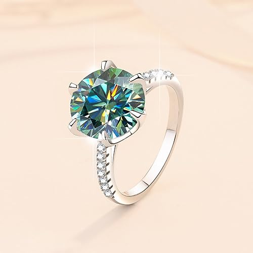 5 Carat Moissanite Rings for Women D Color VVS1 Blue/Yellow/Green Diamond Rings Moissanite Engagement Wedding Rings for Women with Certificate3