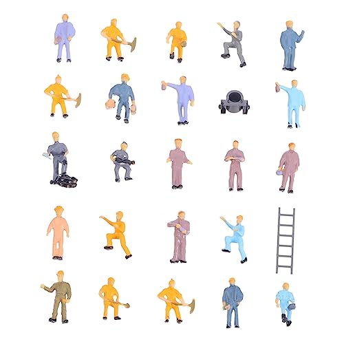 MAGICLULU 25Pcs Scale Architecture Figurines Construction for Model Train Layouts and Miniature Scenes