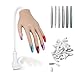 Professionell Silikon Übungshand für Nageldesign Maniküre, Eingebaute Halterung aus Aluminiumlegierung, Finger Brechen Nicht, mit Nagelpuffer Nagelfeile Set (Braun)