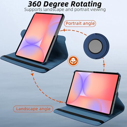 Image of TGK 360 Rotatable Flip Cover for Samsung Galaxy Tab S10 Lite 5G 10.9 inch Case Model SM-X400 /SM-X406B 2025 (Dark Blue)