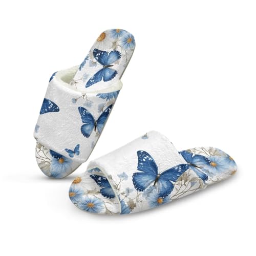 Butterfly Theme Print Slipper for Woman Fuzzy Women Slippers for Home Cozy Lightweight Open Toe Slide Shoes Indoor