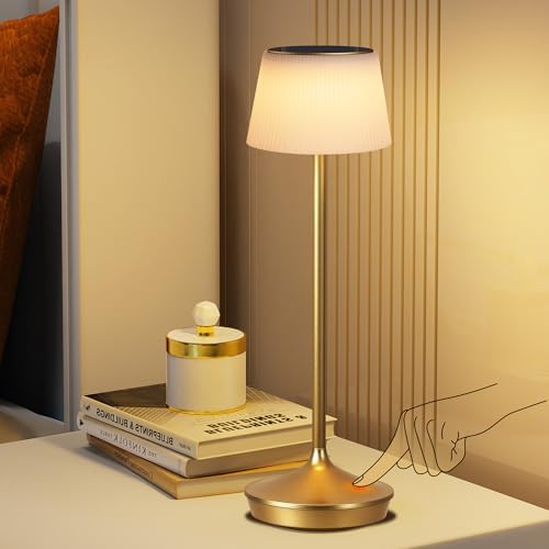 Rechargeable Desk Lamp With 6000mAh Battery - Cordless Table Lamp With Orange Leather Shade