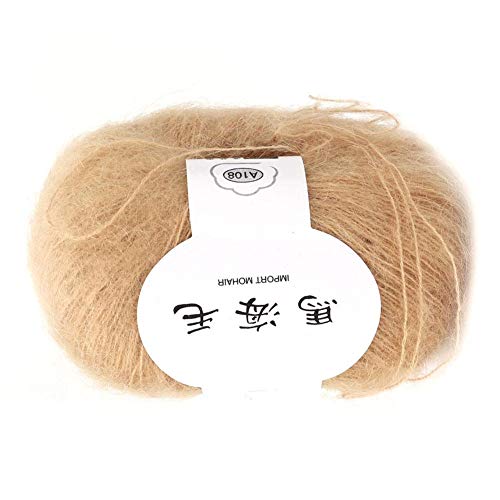 Popular Multi Color Soft Mohair Fiber Long Angora Wool Hand Knitting Yarn Roving For Weave Scarves (Khaki) #TOP2